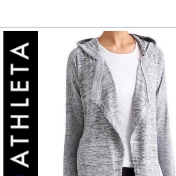 Athleta Marled Gray Hooded Blissful Wrap Cardigan Sweater w/ Pockets size Small - Picture 12 of 12
